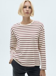 تصویر لباس آستین بلند زنانه راه راه برند منگو astin boland berand MANGO 