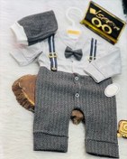 تصویر ست سرهمی و کلاه نوزادی پسرانه مدل پاپیون کد M15 