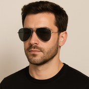 تصویر عینک خلبانی مردانه نقره ای 