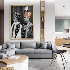 تصویر تابلو دکوراتیو طرح محمد رضا شاه و فرح پهلوی 