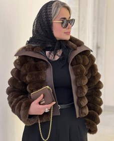 تصویر کت خز و چرم کد 06 - مشکی 