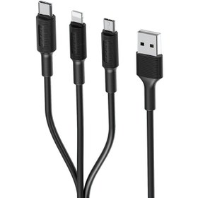 تصویر کابل تبدیل USB به microUSB / USB-C / لایتنینگ اکسپلور مدل XP-F3N1 طول 1 متر 