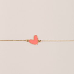تصویر دستبند طلا ۱۸ عیار قلب مینا کاری صورتی کد ۴۰۰۳ 