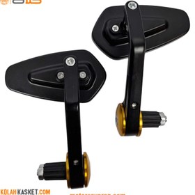 تصویر آینه سرفرمان موتور سیکلت فلزی طلایی کد h60 Golden metal motorcycle handlebar mirror Code h60