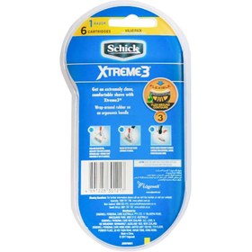 تصویر خودتراش مردانه 3 تیغه همراه با 6 تیغ یدک شیک مدل Schick XTREME3 Schick Xtreme3 3 Blade men razor with 5 cartridge