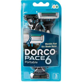تصویر تیغ اصلاح دورکو مردانه 6 لبه 3 عددی Dorco Disposable Razors PACE6 SXA1003B For Men
