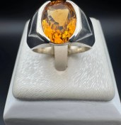 تصویر انگشتر نقره اسپرت با سنگ سيترين اصل 