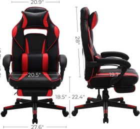 تصویر SONGMICS Racing Gaming Chair Adjustable Ergonomic Office Chair with Footrest Tilt Mechanism Lumbar Support 330 lb Load Black and Red UOBG073B01 - ارسال 15 الی 20 روز کاری 