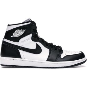 تصویر کتونی ایر جردن ۱ ساقدار سفید مشکی سایز4 Nike Air jordan 1 Black & White Size 4