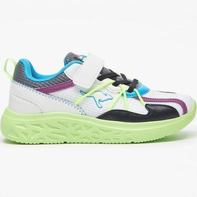 تصویر کفش ورزشی پسرانه با طراحی رنگی و بست چسبی برند kangaroos Boys Colourblock Sports Shoes With Hook And Loop Closure