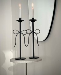 تصویر جاشمعی رومیزی طرح پاپیون - نقره ای 