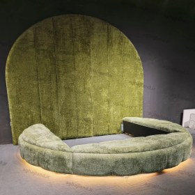 تصویر تخت خواب گرد دیوارکوب 