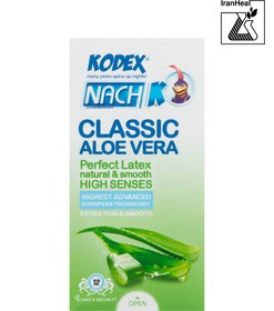 تصویر کاندوم ناچ کدکس مدل آلوئه ورا بسته 12 عددی (12pcs)KODEX Classic Aloe vera