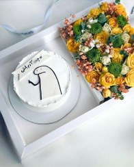 تصویر کیک تولد باکس گل دخترانه خاص صورتی 