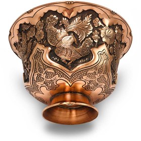 تصویر کاسه قلمزنی گل و مرغ سایز کوچک 