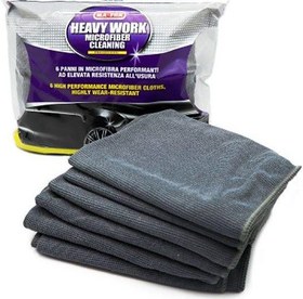 تصویر بسته 6 عددی دستمال مایکروفایبر حوله ای مدل heavy work مفرا Pack of 6 microfiber towel towels, model Heavy work Mafra