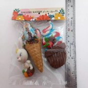 تصویر مگنت یخچالی مجموعه 3 عددی (بستنی قیفی-کاپ کیک - خرگوش سال ) 