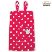 تصویر حوله دکلته بنددار طرح خالدار صورتی 