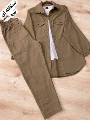 تصویر ست مانتو شلوار نسکافه ای تیره مدل 9764487 