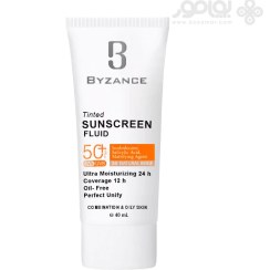 تصویر فلوئید ضد آفتاب رنگی بیزانس SPF50 شماره 20 رنگ بژ طبیعی حجم 40 میل BYZANCE TINTED SUNSCREEN FLUID SPF50 NATURAL BEIGE 20