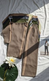 تصویر ست بافت دو خط - قهوه ای 