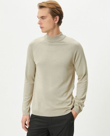 تصویر سویشرت بافتنی آستین بلند فیت اسلیم با یقه نیمه‌تاریک برند Koton Slim Fit Long Sleeve Knitwear Half Turtleneck Sweater