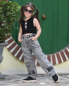 تصویر شلوار جین نیم بگ گل دوزی - ۵۵ 