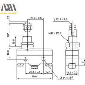 تصویر میکرو سوئیچ فشاری قرقره دار CNTD مدل CM-1308 CNTD Limit switch CM-1308