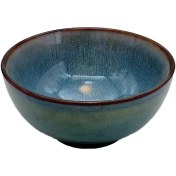 تصویر کاسه سوپ خوری آبی اقیانوسی لعابی 