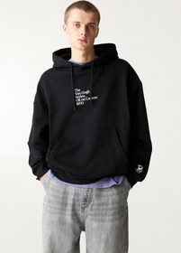 تصویر سویشرت هودی با طرح ون گوگ برند PullAndBear Van Gogh baskılı kapüşonlu sweatshirt