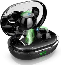 تصویر Bluetooth Earbuds True Wireless Earbuds - TWS Stereo in-Ear Bluetooth Headphones with Portable Charging Case,Touch Control, Noise Cancelling IPX7 Waterproof Headphones with Deep Bass for Running, Gym Small 