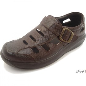 تصویر کفش مردانه چرم طبیعی پرفکت تابستانی قهوه‌ای ارسال رایگان با گارانتی 