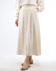 تصویر دامن لینن کرم 