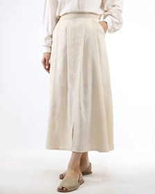 تصویر دامن لینن کرم 