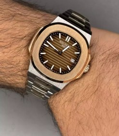 تصویر پتک فیلیپ دورنگ رزگلد - صفحه شکلاتی - Patek Philippe 