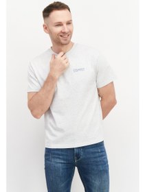 تصویر تی‌شرت مردانه آستین کوتاه یقه گرد با لوگوی برند، خاکستری ملانژ برند esprit Men Crew Neck Short Sleeve Brand Logo T-Shirt, Heather Grey