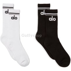 تصویر جوراب ساقدار alo مشکی و زرشکی 