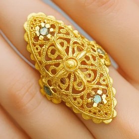 تصویر انگشتر طلایی طرح گل کد AN-A3A 