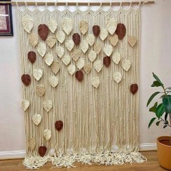 تصویر پرده مکرومه برگ 