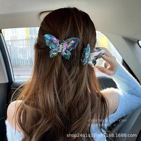 تصویر کلیپس پروانه 4 سانتی شیشه ای Double butterfly clip 4 cm