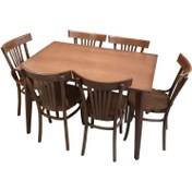 تصویر میز و صندلی ناهار خوری 6 نفره لهستانی شرکت اسپرسان چوب مدل Sm43 - قهوه‌ای روشن براق 