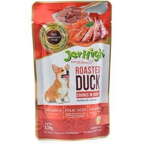 تصویر پوچ سگ جرهای با طعم اردک کبابی در سس Jerhigh Pouch Adult Wet Dog Food With Chicken & Beef In Gravy