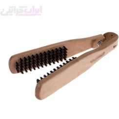تصویر برس کراتین دو طرفه چوبی 