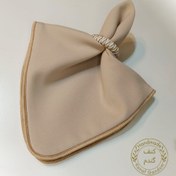 تصویر دستمال سفره کتان نخ با قیطان ابریشم مات 
