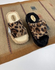 تصویر دمپایی پلنگی جلو باز پولیشی 