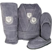 تصویر حوله نیم ست یکنفره 5 تکه بلیندا رنگ طوسی سایز ایکس لارج XL 