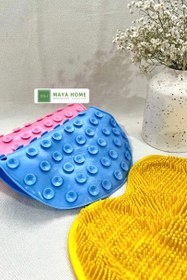 تصویر لیف حمام سیلیکونی دیواری چسبانک‌دار - آبی Silicon bath body brush