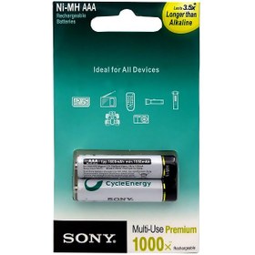 تصویر باتری شارژی نیم قلمی AAA سونی 1600 بسته دوعددی Rechargeable half pen pen sony 1600