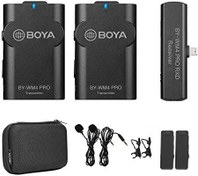 تصویر 2.4GHz Wireless Lavalier Microphone System, BOYA Wireless Lapel Mic with Two Transmitters&amp; One Lightnting Connector Receiver Compatible with iPhone iPad iOS Devices for YouTube Facebook Vlogging 