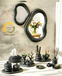 تصویر ست نظم دهنده میز آرایش آینه بزرگ 